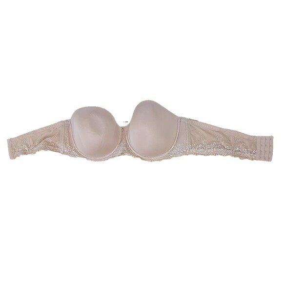 Torrid Strapless Bra 46DD Plus Lace Beige Underwire Stretch Convertible Lingerie - Picture 1 of 4